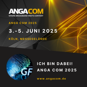 Eventankündigung ANGA COM 2025 vom 3. bis 5. Juni in Köln, Messegelände.